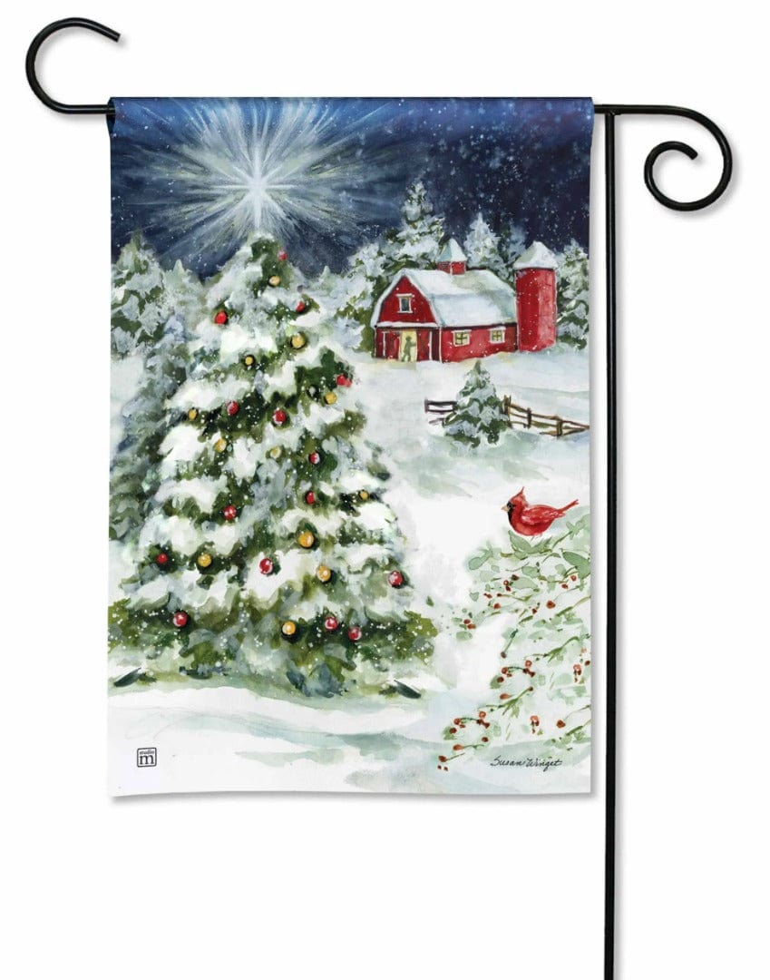 Red Barn Christmas Garden Flag heartlandflags