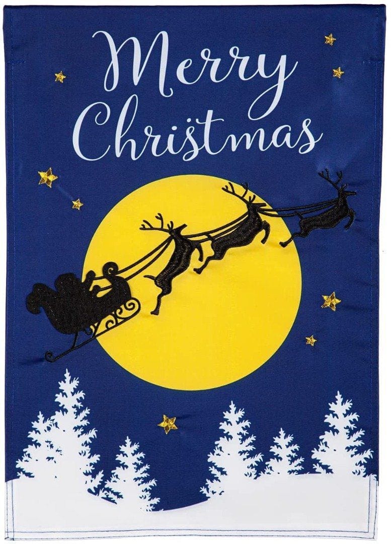 Santa's Midnight Flight Christmas Garden Flag 2 Sided heartlandflags