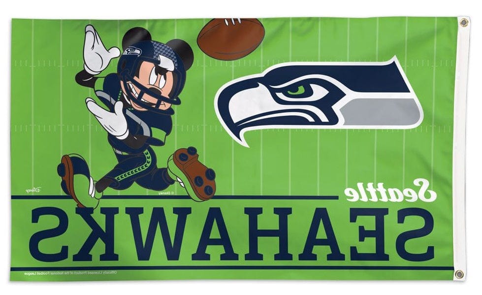 Seattle Seahawks Flag 3x5 Mickey Mouse Football heartlandflags