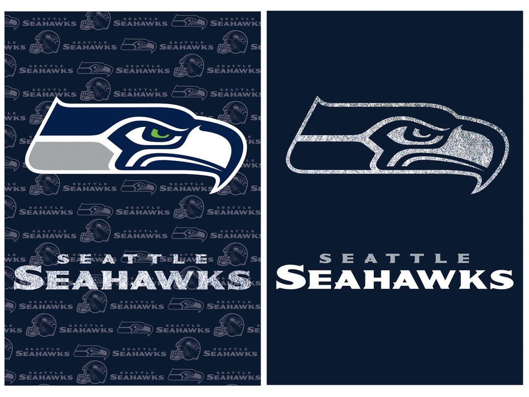 Seattle Seahawks Garden Flag 2 Sided Glitter Logo heartlandflags