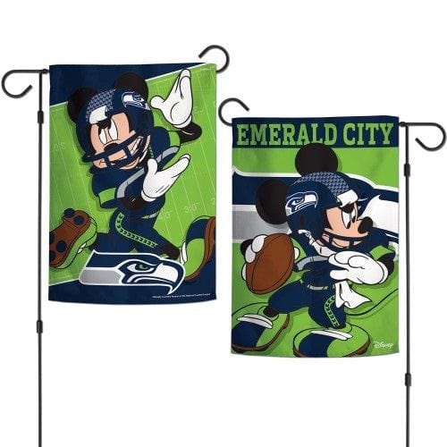 Seattle Seahawks Garden Flag 2 Sided Mickey Mouse Emerald City heartlandflags