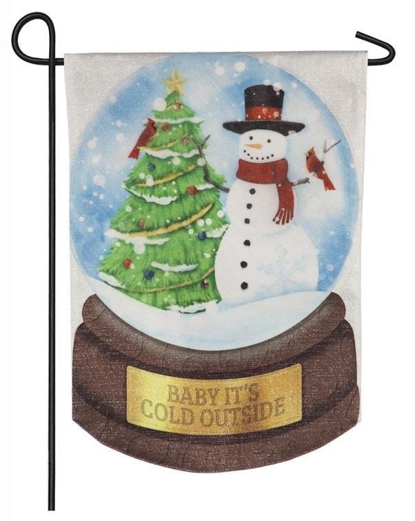 Snowman Snow Globe Christmas Garden Flag 2 Sided Baby It's Cold Outside heartlandflags