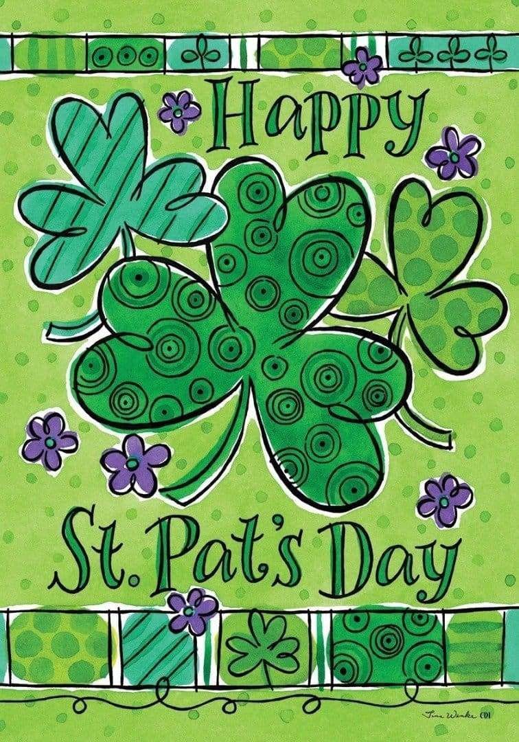 St Patricks Clover Trio Flag 2 Sided House Banner heartlandflags