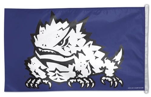 TCU Horned Frogs Flag 3x5 Logo D-Rings Purple heartlandflags