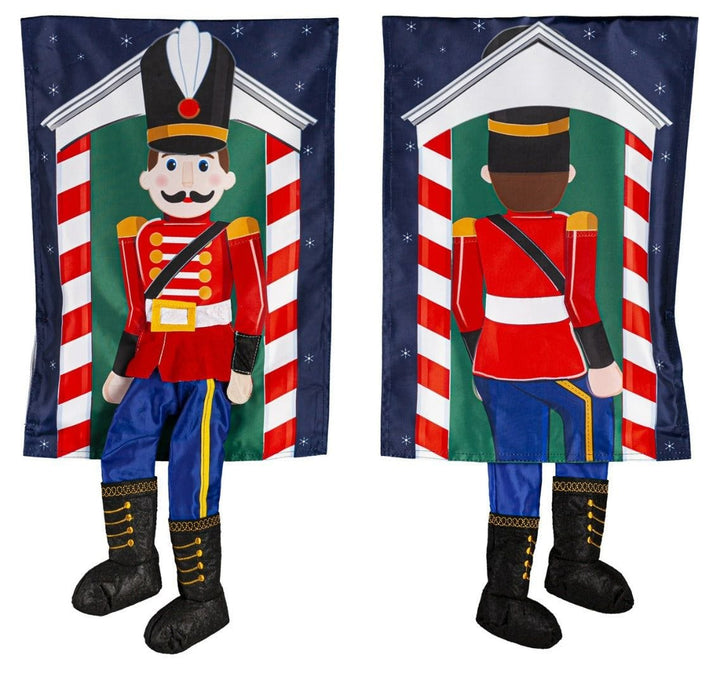 Toy Soldier Kickin Christmas Garden Flag 2 Sided Applique heartlandflags