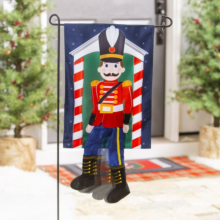 Toy Soldier Kickin Christmas Garden Flag 2 Sided Applique heartlandflags