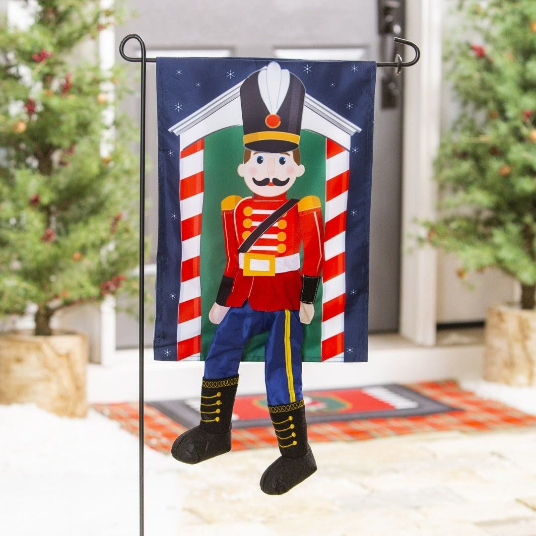 Toy Soldier Kickin Christmas Garden Flag 2 Sided Applique heartlandflags