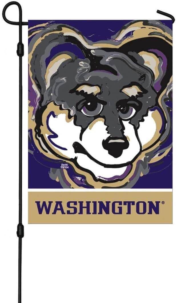 University of Washington Garden Flag 2 Sided Justin Patten Huskies heartlandflags