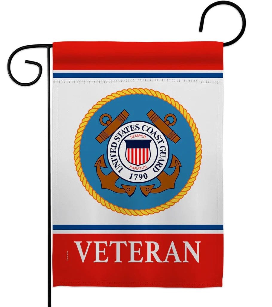 US Coast Guard Veteran Garden Flag 2 Sided Logo heartlandflags