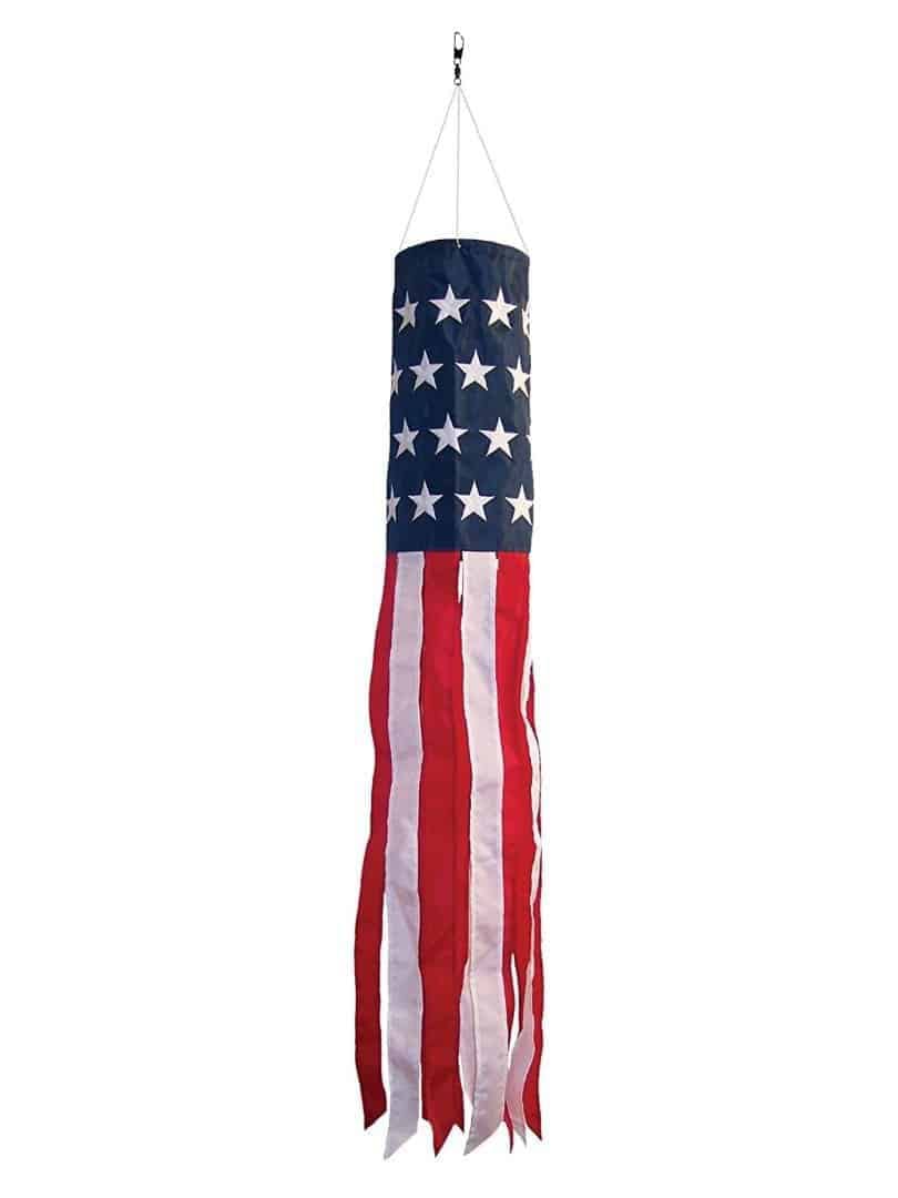 US Stars and Stripes 40 Inches Long Windsock Embroidered Stars heartlandflags