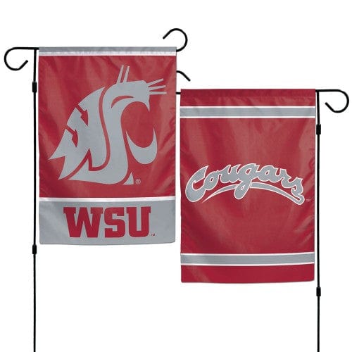 Washington State Cougars Garden Flag 2 Sided Double Logo heartlandflags