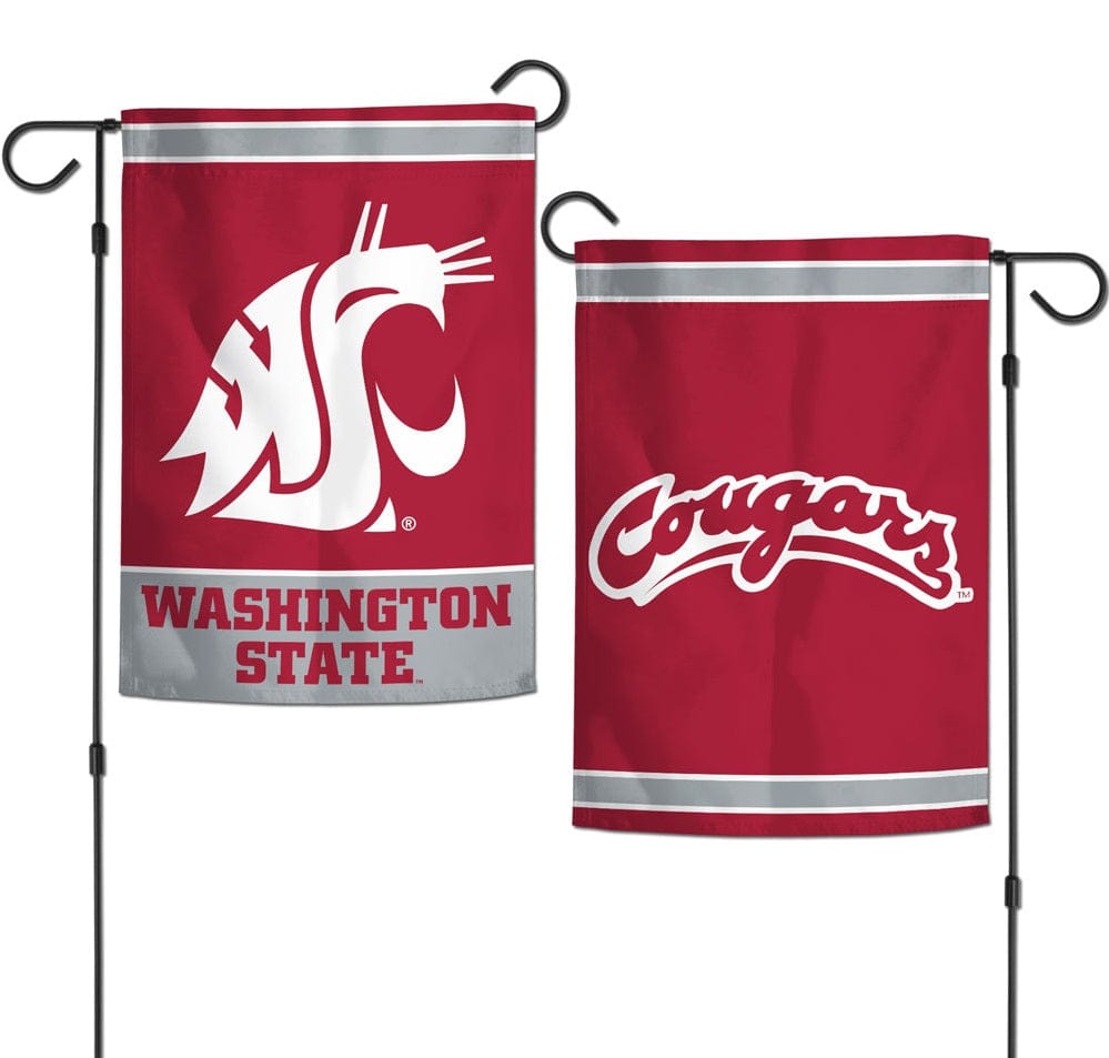 Washington State Garden Flag 2 Sided Cougars logo heartlandflags