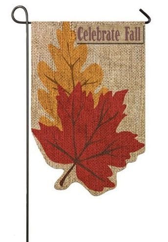 Welcome Fall Leaves Garden Flag 2 Sided Burlap Autumn heartlandflags