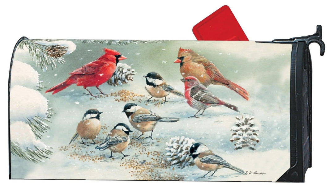 Winter Bird Feeding Mailbox Cover Mailwrap heartlandflags