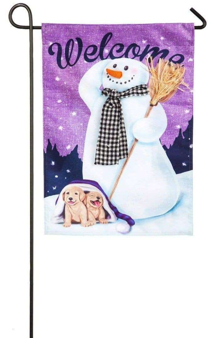 Winter Garden Flag Friendly Snowman's Welcome 2 Sided heartlandflags