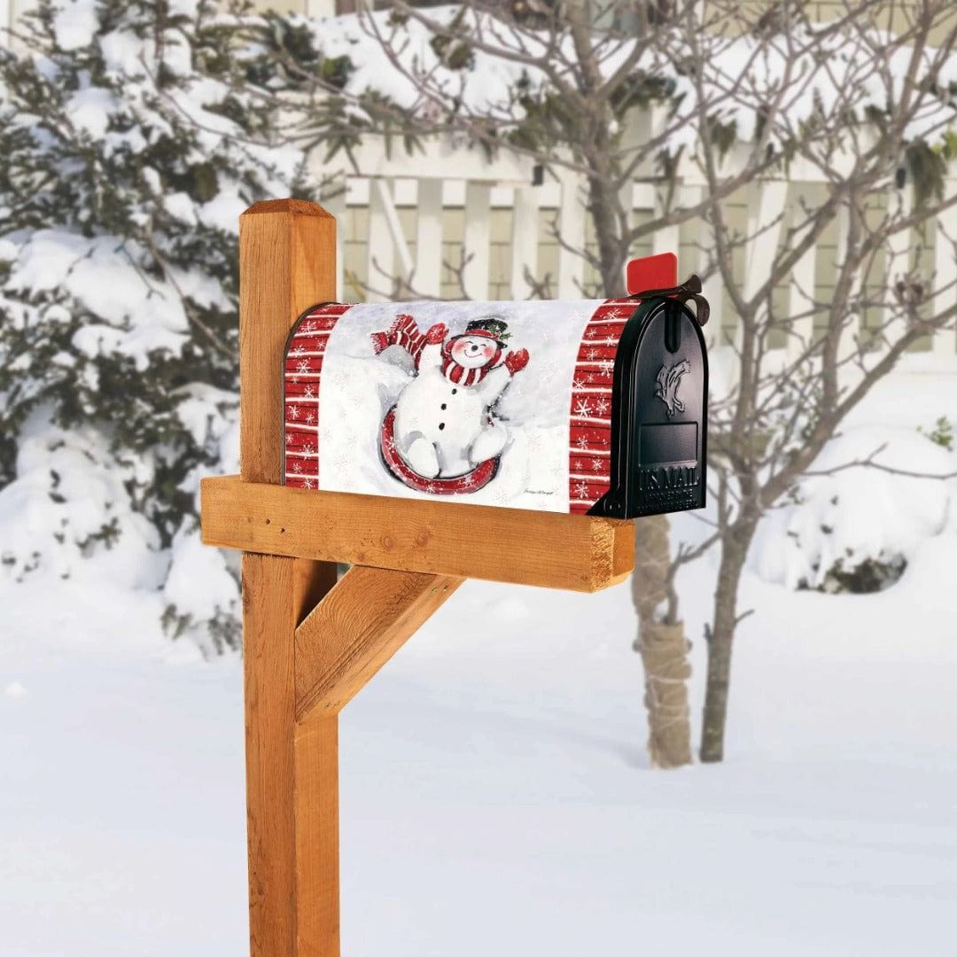 Winter Sledding Snowman Mailbox Cover Mailwrap heartlandflags