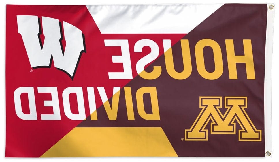 Wisconsin Minnesota House Divided Flag 3x5 Badgers Gophers heartlandflags