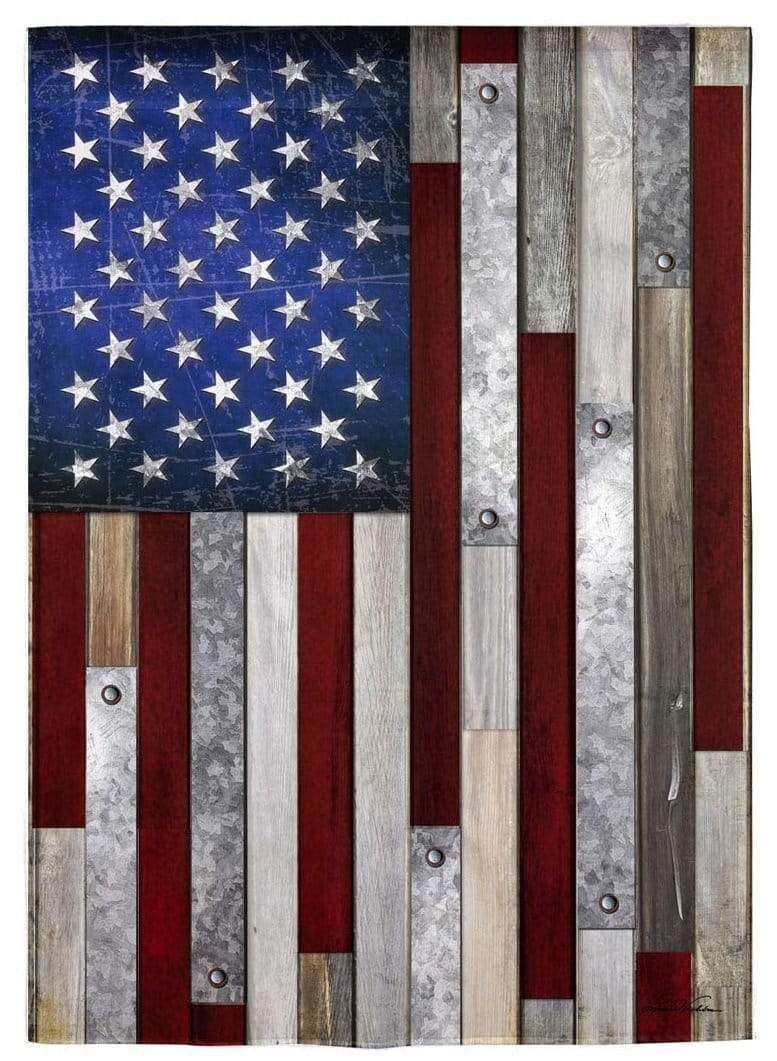 Wood Stripe American Flag Garden Flag 2 Sided heartlandflags